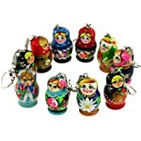 Azhna - Lote de 10 llaveros de madera pintados a mano- 4 cm- diseño de flores